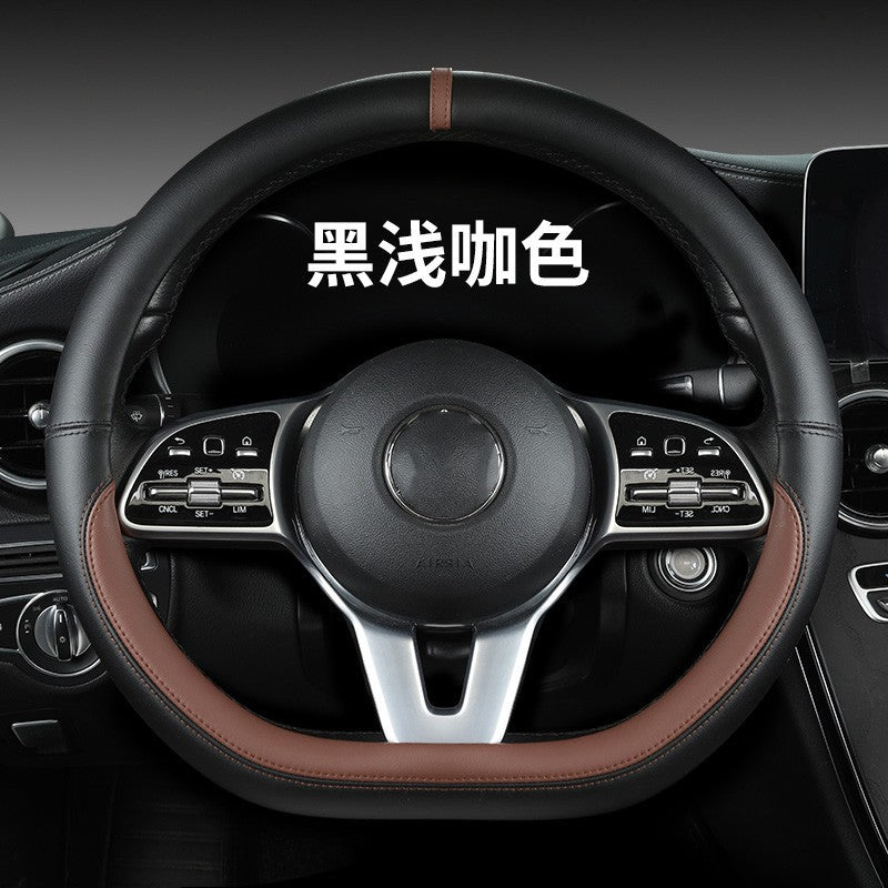 New sports car steering wheel cover simple car supplies handle cover four seasons nappa leather round protective cover