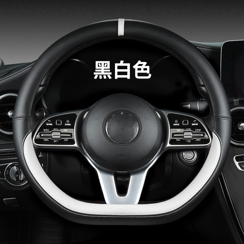 New sports car steering wheel cover simple car supplies handle cover four seasons nappa leather round protective cover