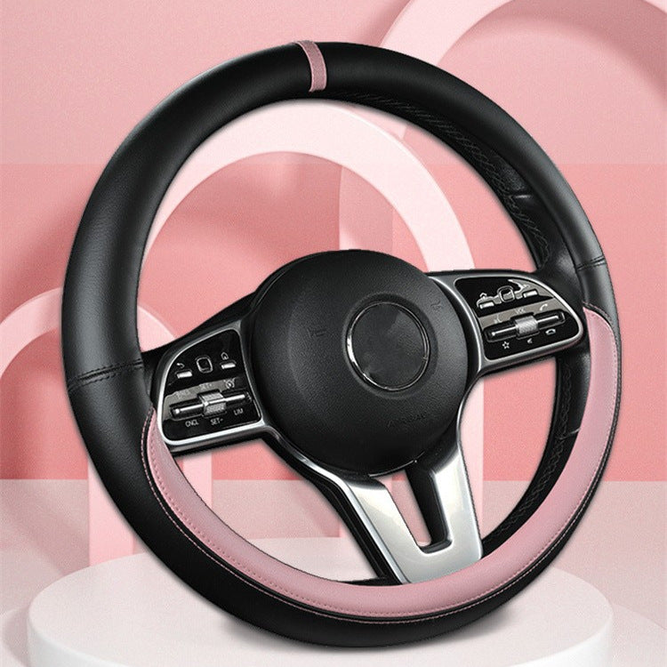 New sports car steering wheel cover simple car supplies handle cover four seasons nappa leather round protective cover
