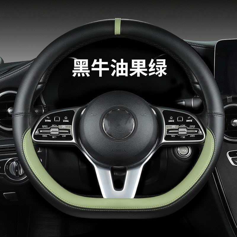 New sports car steering wheel cover simple car supplies handle cover four seasons nappa leather round protective cover