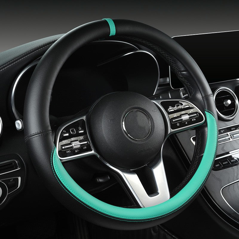 New sports car steering wheel cover simple car supplies handle cover four seasons nappa leather round protective cover