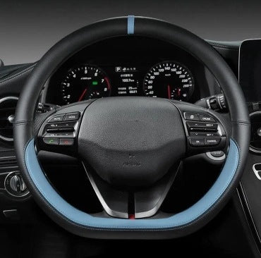 New sports car steering wheel cover simple car supplies handle cover four seasons nappa leather round protective cover