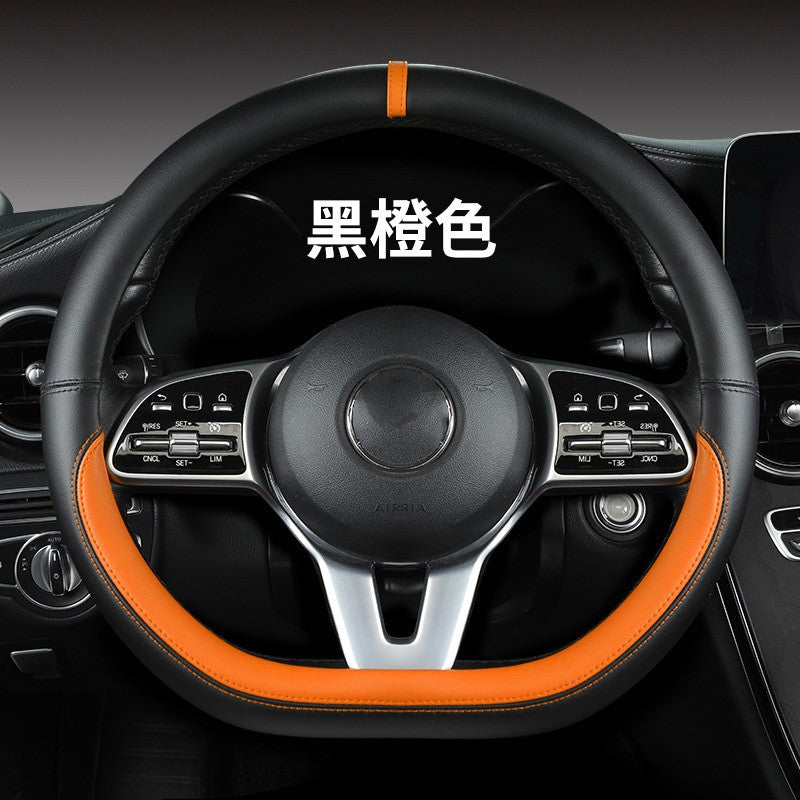 New sports car steering wheel cover simple car supplies handle cover four seasons nappa leather round protective cover