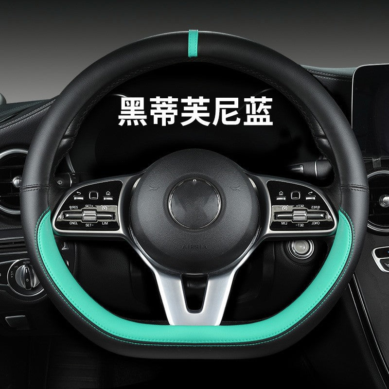 New sports car steering wheel cover simple car supplies handle cover four seasons nappa leather round protective cover