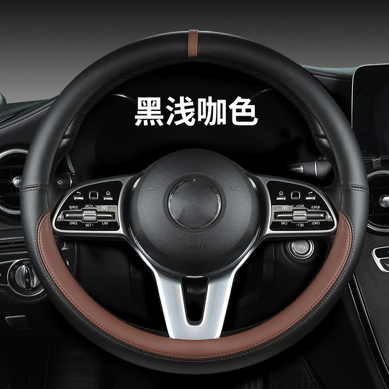 New sports car steering wheel cover simple car supplies handle cover four seasons nappa leather round protective cover