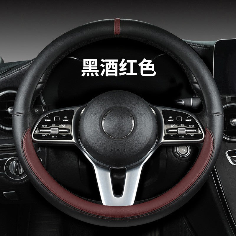 New sports car steering wheel cover simple car supplies handle cover four seasons nappa leather round protective cover