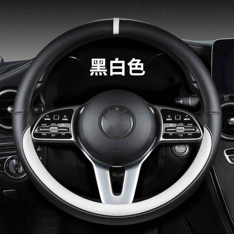 New sports car steering wheel cover simple car supplies handle cover four seasons nappa leather round protective cover
