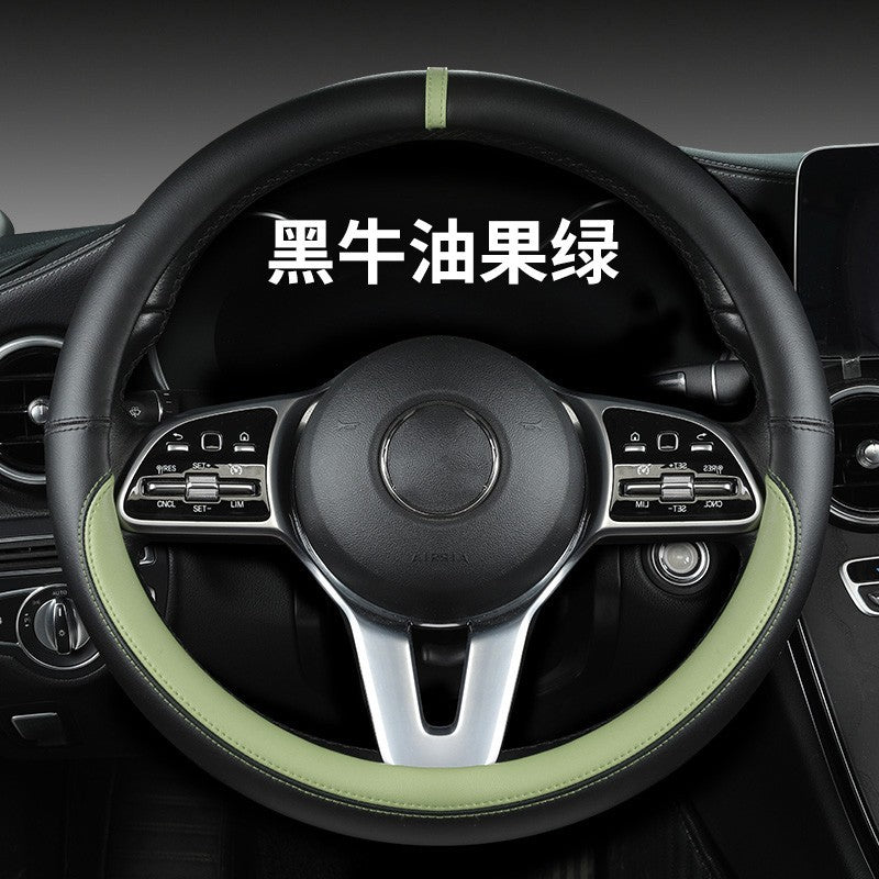 New sports car steering wheel cover simple car supplies handle cover four seasons nappa leather round protective cover